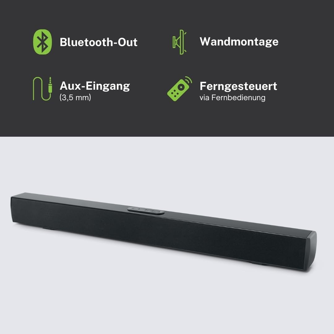Muse TV Soundbar Bluetooth mit optischem Eingang, AUX-In und RCA-Eingang, 50 Watt Ausgangsleistung