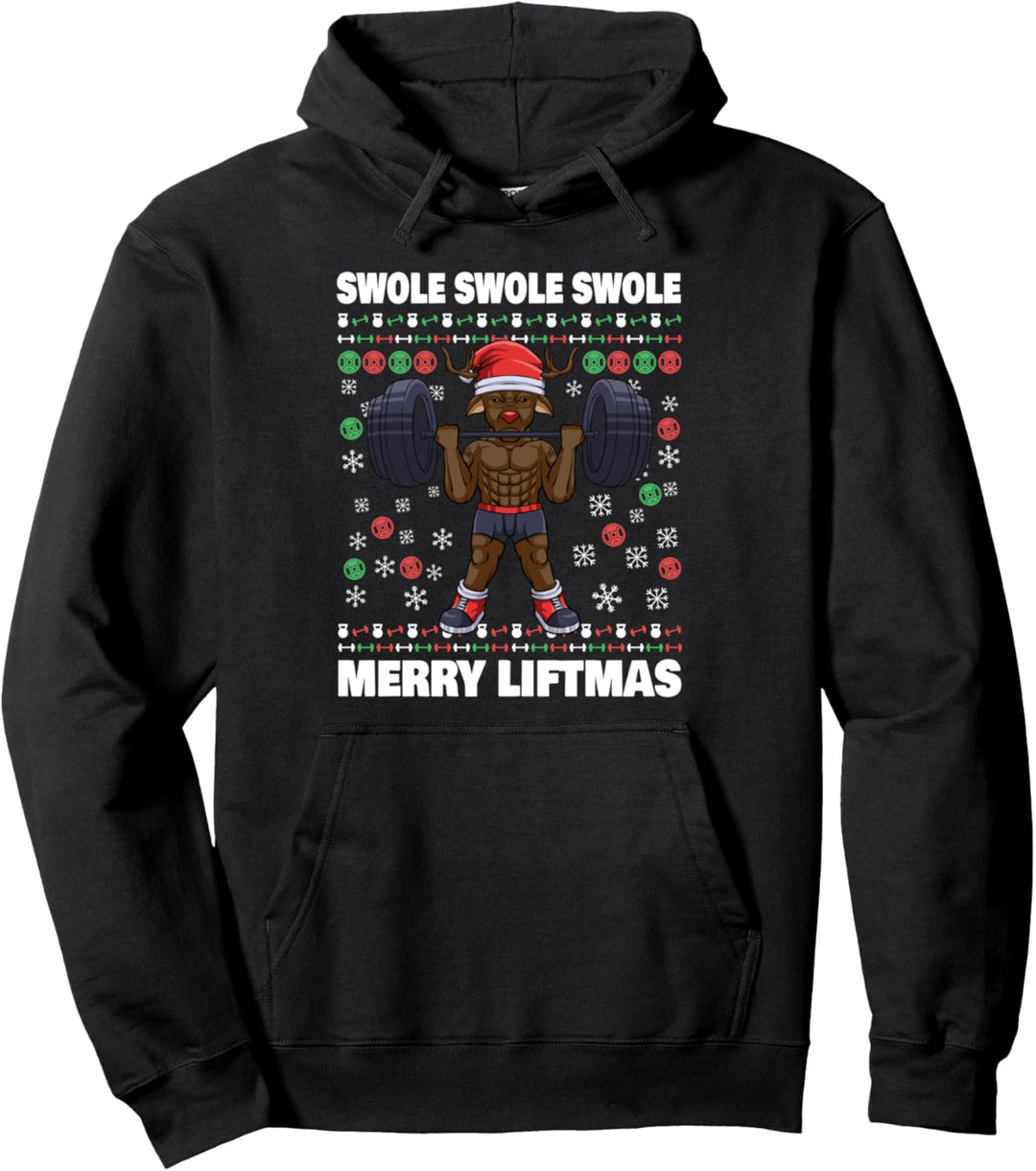 Swole Merry Liftmas Brodolf the Gainzdeer Pullover Hoodie