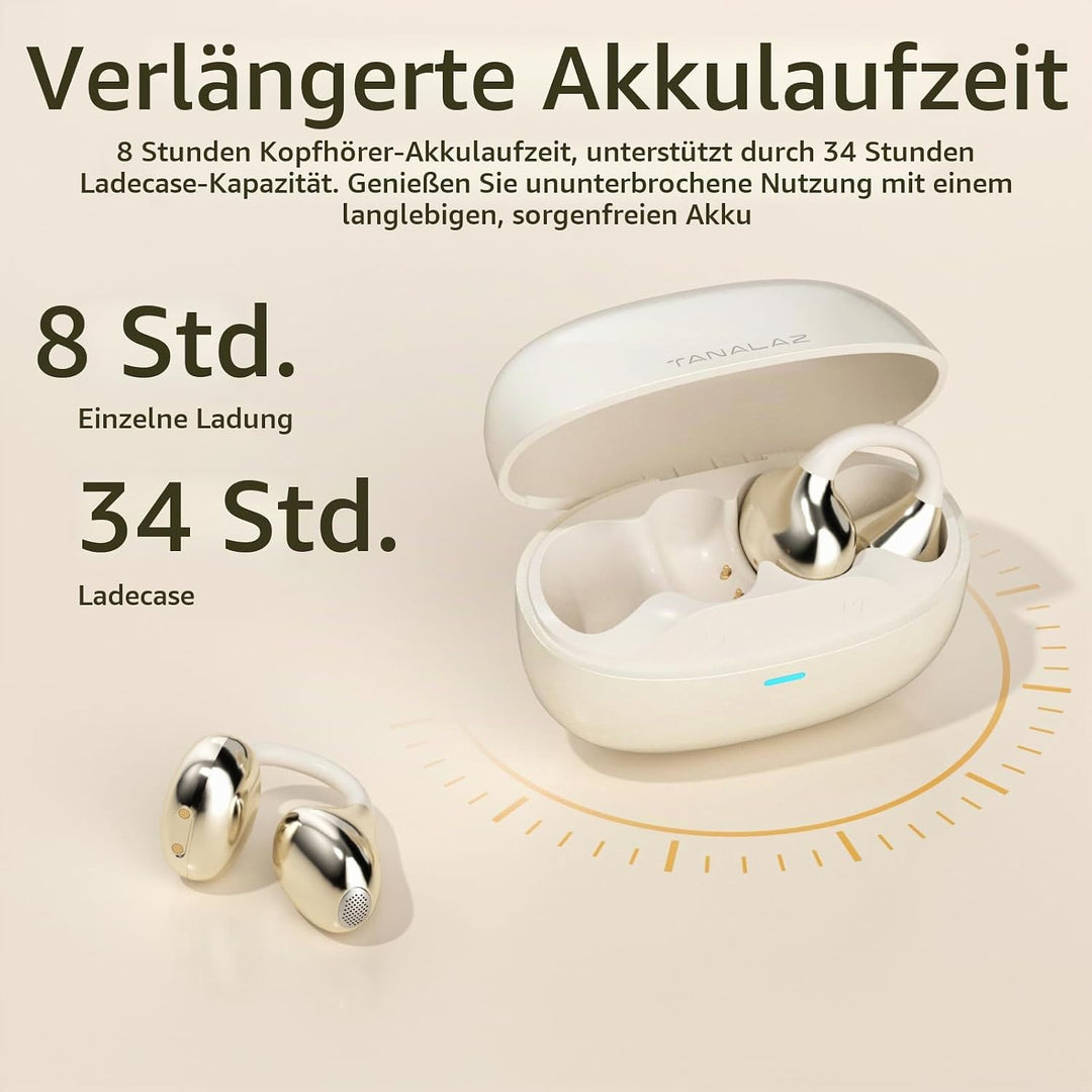 Open-Ear-Kopfhörer I5, Kabellose Bluetooth 6.0 Clip-On-Ohrhörer mit ENC, IPX5 wasserdicht, 36 Std. L