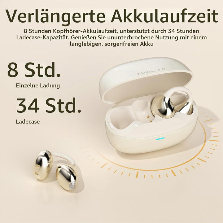 Open-Ear-Kopfhörer I5, Kabellose Bluetooth 6.0 Clip-On-Ohrhörer mit ENC, IPX5 wasserdicht, 36 Std. L
