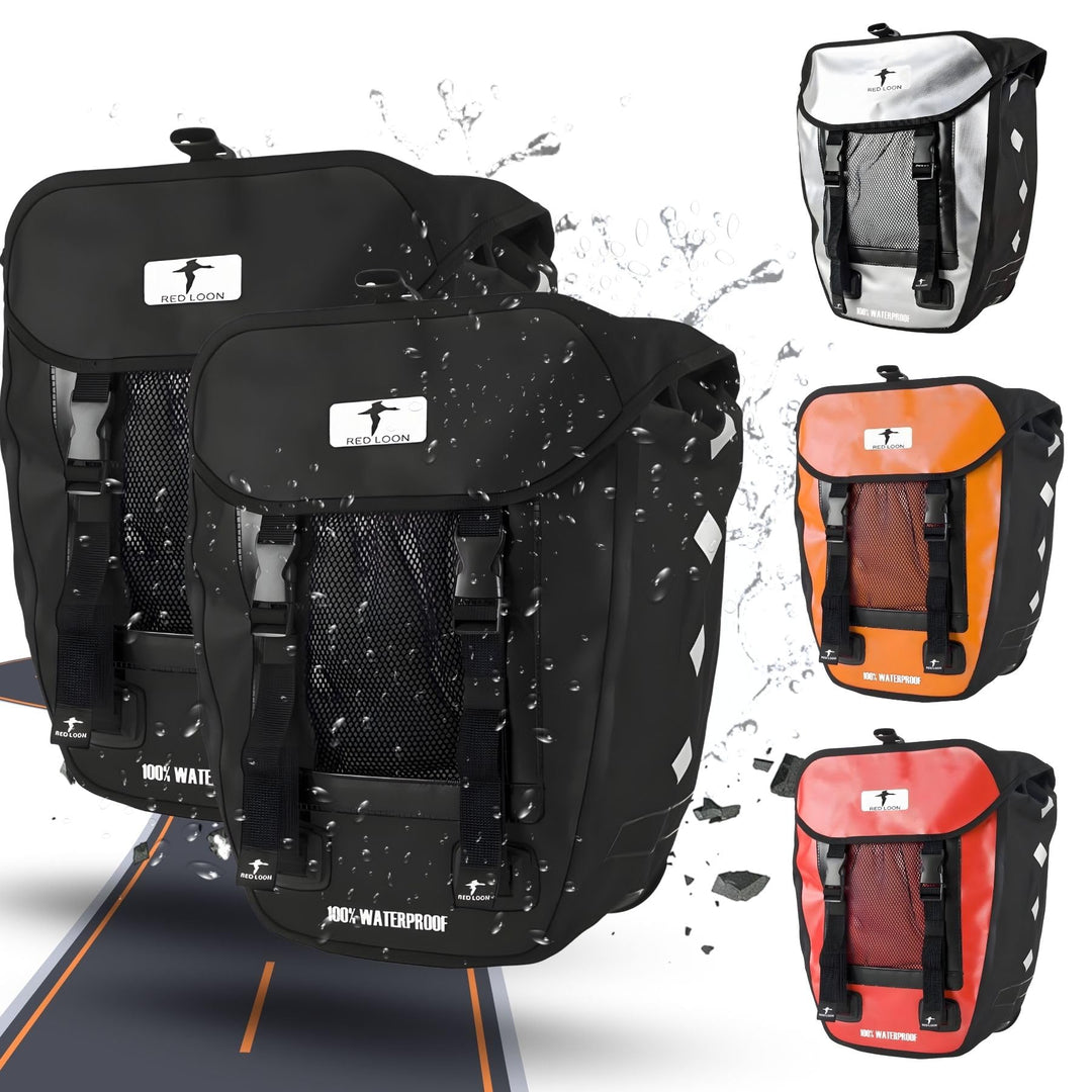 Red Loon 2 x Pro robuste Fahrradtasche aus LKW-Plane – wasserdichte Doppelpacktasche für Gepäckträge