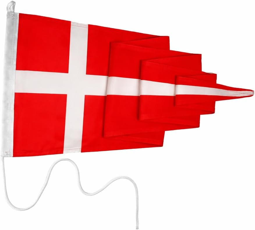 FLAGLY Premium Langwimpel Dänemark 160g/m² Stoffgewicht, robustes und witterungsbeständiges Schiffsf