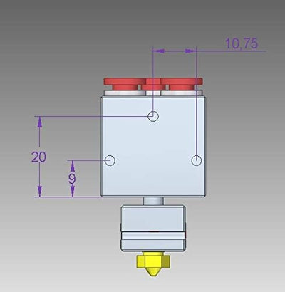 3D-Drucker All Metal Water Cooled Hotend Bowden-Fed Liquid Cooling Hot End, für Titan Aqua Wasserküh