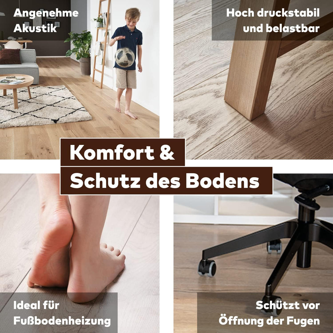 SELITBLOC 1,5 mm GripTec – 10,2 m² + Tape Verlegeunterlage für Vinyl- und Designböden mit rutschhemm