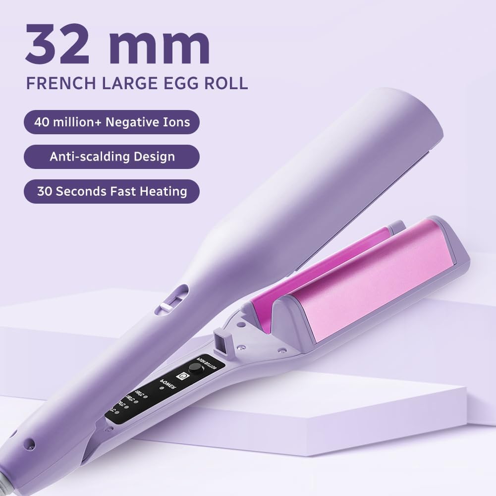 flintronic Welleneisen Lockenstabs Set, Lockenstab Grosse Locken 32mm, 4 Temperaturstufen, Französis