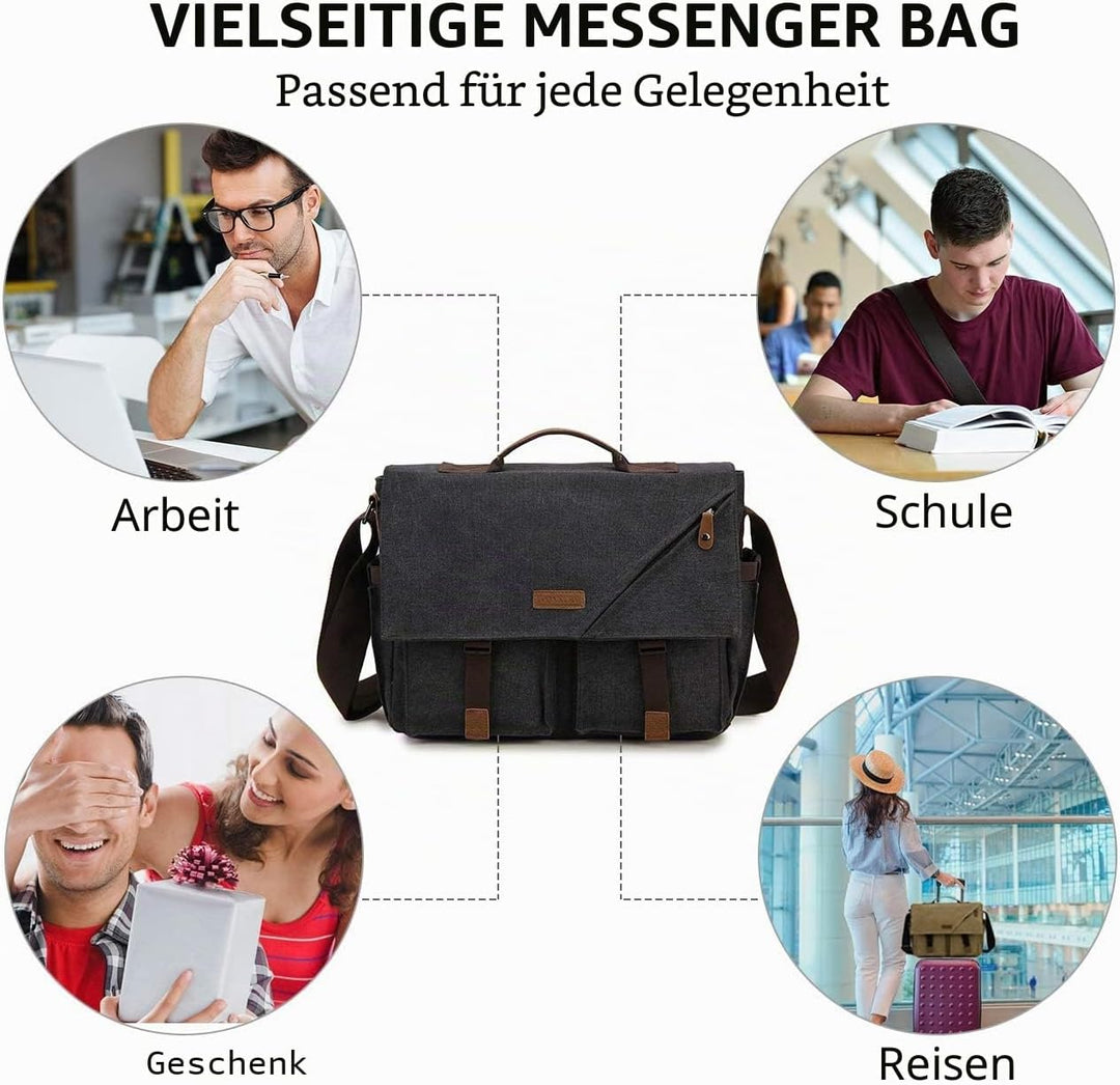 VX VONXURY Umhängetasche für Männer, Leicht Wasserfeste 15,6-Zoll-Laptoptasche Schule Büro Messenger