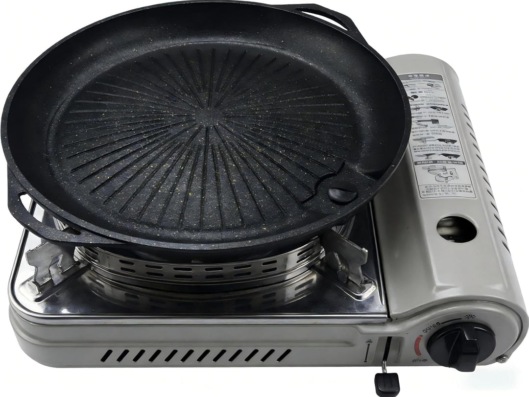 Koreanische BBQ Grillpfanne Grillplatte mit Maifan-Stein beschichtete Oberfläche Antihaft Rauchfrei
