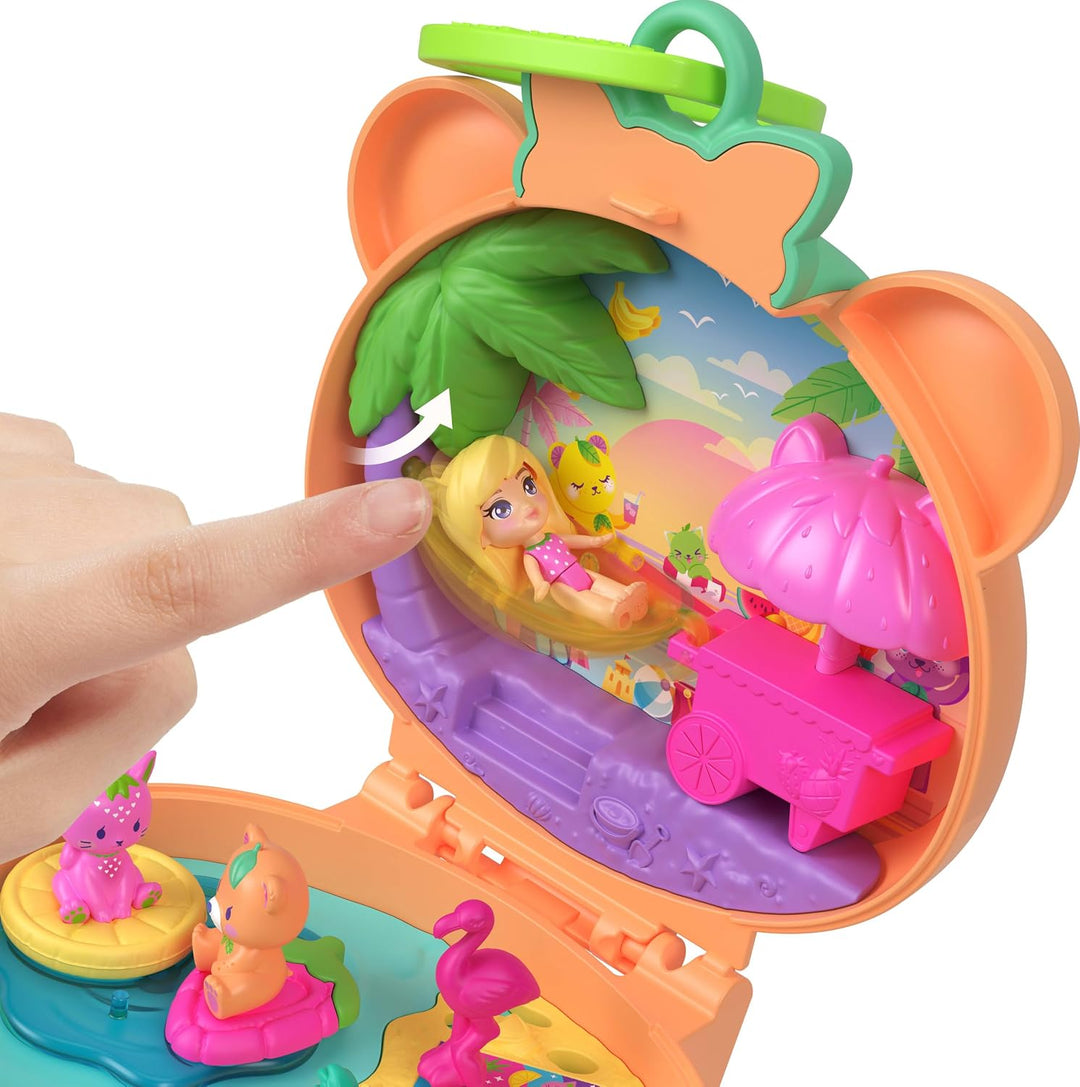 Polly Pocket Puppen- und Haustier-Spielset, Plüschbär-Schatulle, Schlüsselanhänger und Plüschtier, O