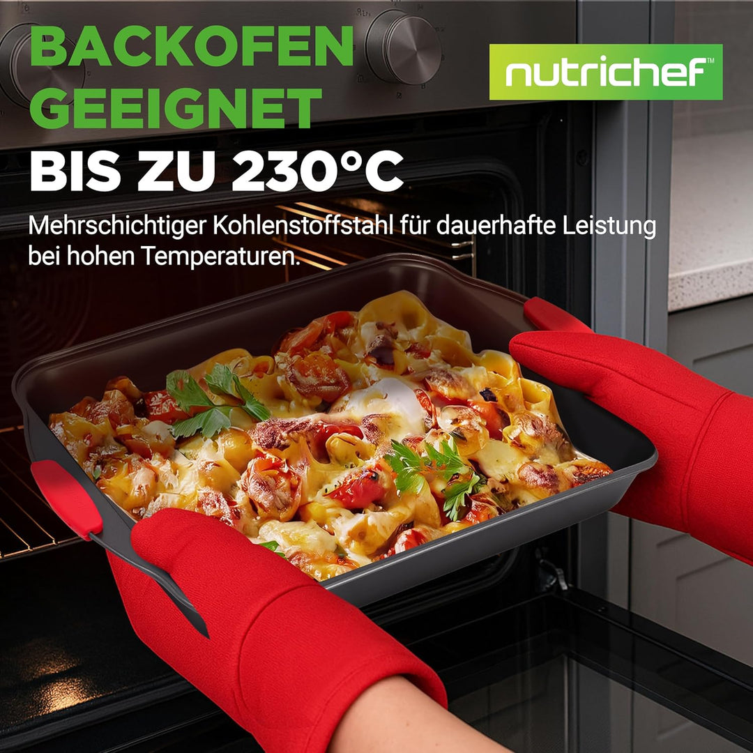 NutriChef NCSBS8S hitzeroten Silikongriffen, ofenfest, Eisen, schwarz 8 Piece Set Schwarz, 8 Piece S