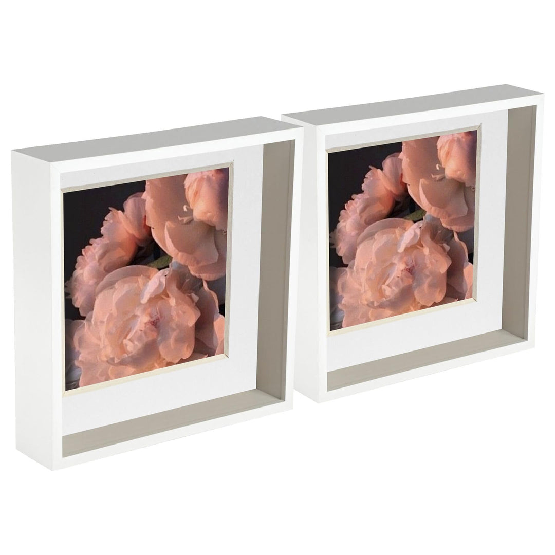 Nicola Spring 3D Deep Box Fotorahmens - 10 X 10 mit 8 X 8 Reittier - Weiss/Weiss - 5 Packung Von 5