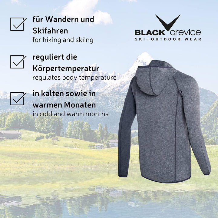 Black Crevice Herren Microfleece Jacke Second Layer Midlayer Kapuze BCR297879 blood red/steel blue M