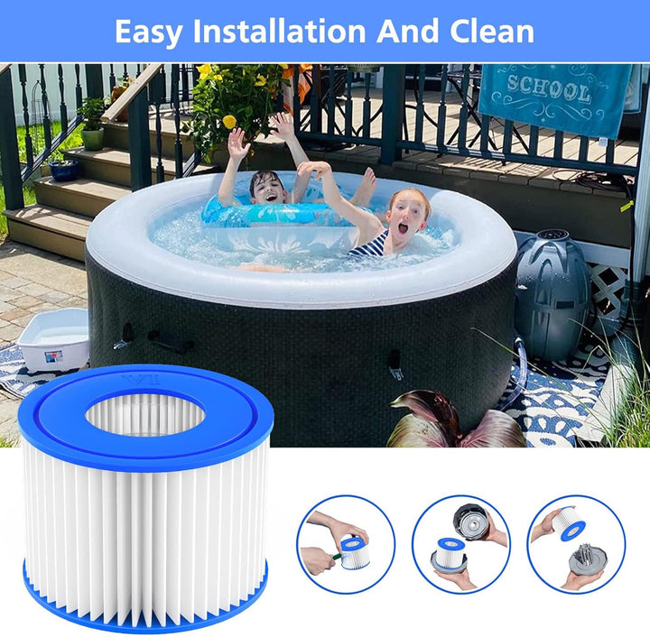 6 Stück Filterkartusche für Pool Typ VI, Filterkartuschen Pool für Bestway Pool Filter für Lay Z Spa