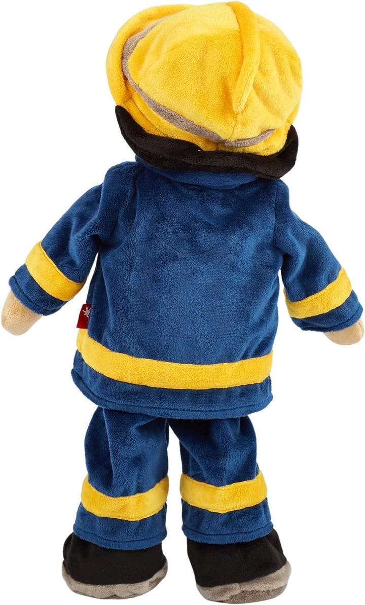 SIGIKID 42859 Lernpuppe Feuerwehrmann, Plüsch Anziehpuppe, Kleidung an-&ausziehen: Knöpfe, Klett, Re