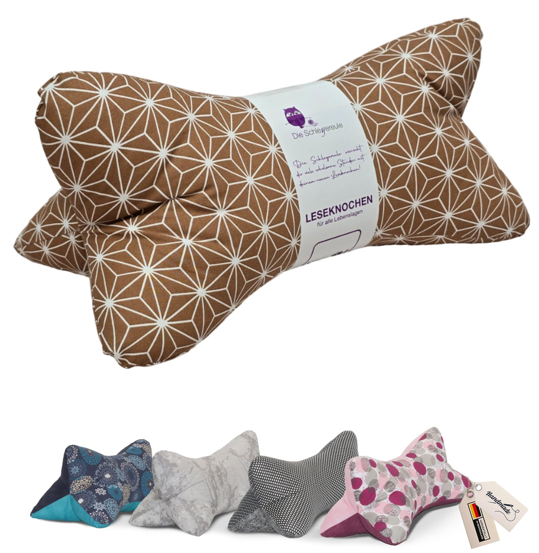 Leseknochen Nackenkissen Handmade in D, waschbar (Origami braun), Origami Braun