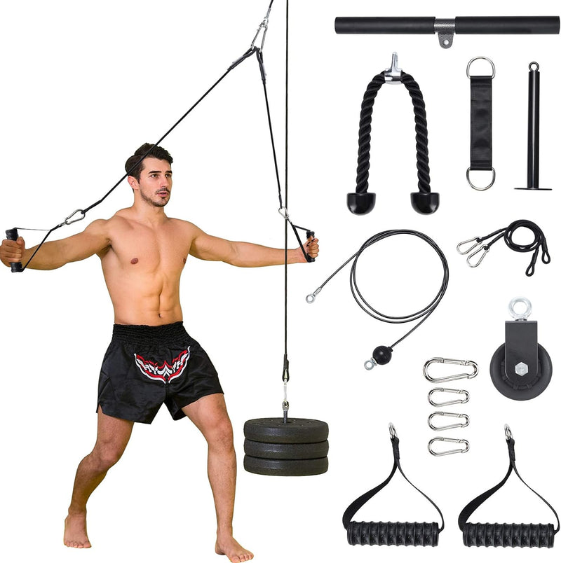 PELLOR Pulley- Fitness Unterarmtrainer, Arm-Krafttraining Trainer Riemenscheibe mit Seil Trizeps, Fi