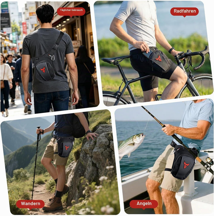 MIGHTYDUTY Motorrad Beintasche Herren Erweiterbar Oberschenkeltasche Hüfttaschen schwarz Gürteltasch