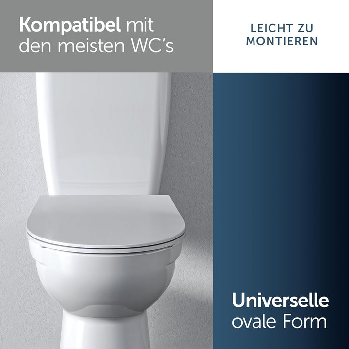 Ideal Standard Universal WC-Sitz mit Absenkautomatik (Softclose), Abnehmbarer Toilettensitz in ovale