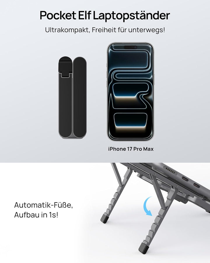 SODI Laptop Ständer, Faltbarer Aluminium Notebook Ständer, Höhenverstellbarer Laptopständer Belüftet