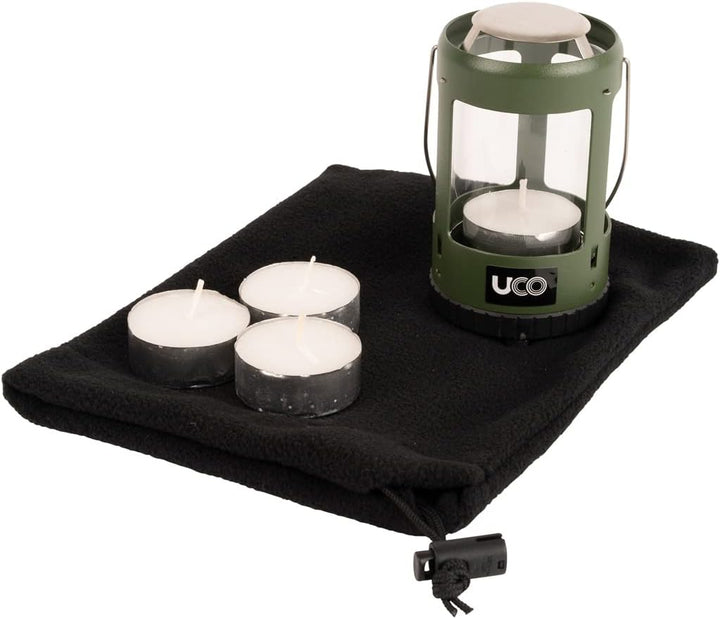 Uco 24359 Outdoor Camping Laterne Mini Kerze Laterne Kit Waldgrün