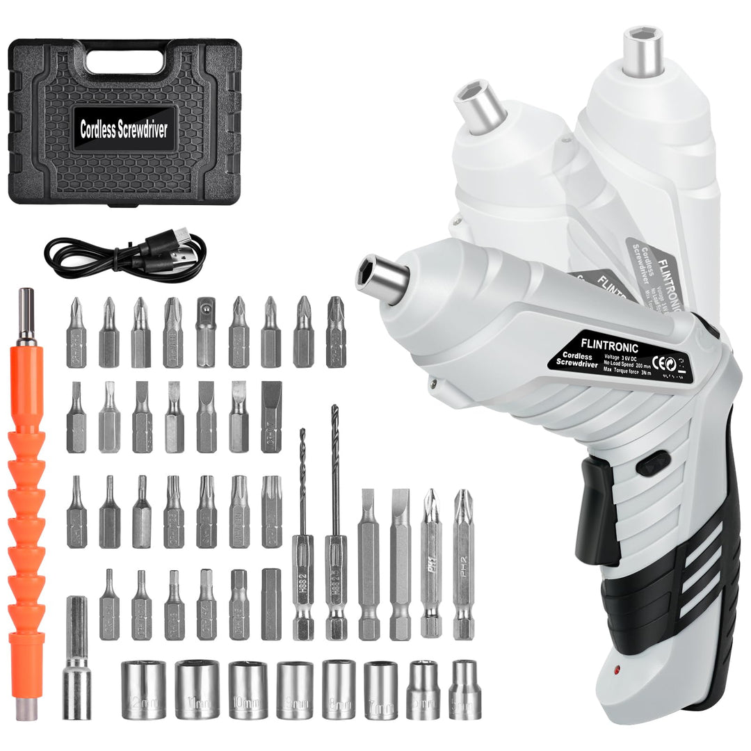 flintronic Klein, Mini Akkuschrauber con LED-Licht, 1300mAh Akku Wiederaufladbar, 3,6V Akkuschrauber