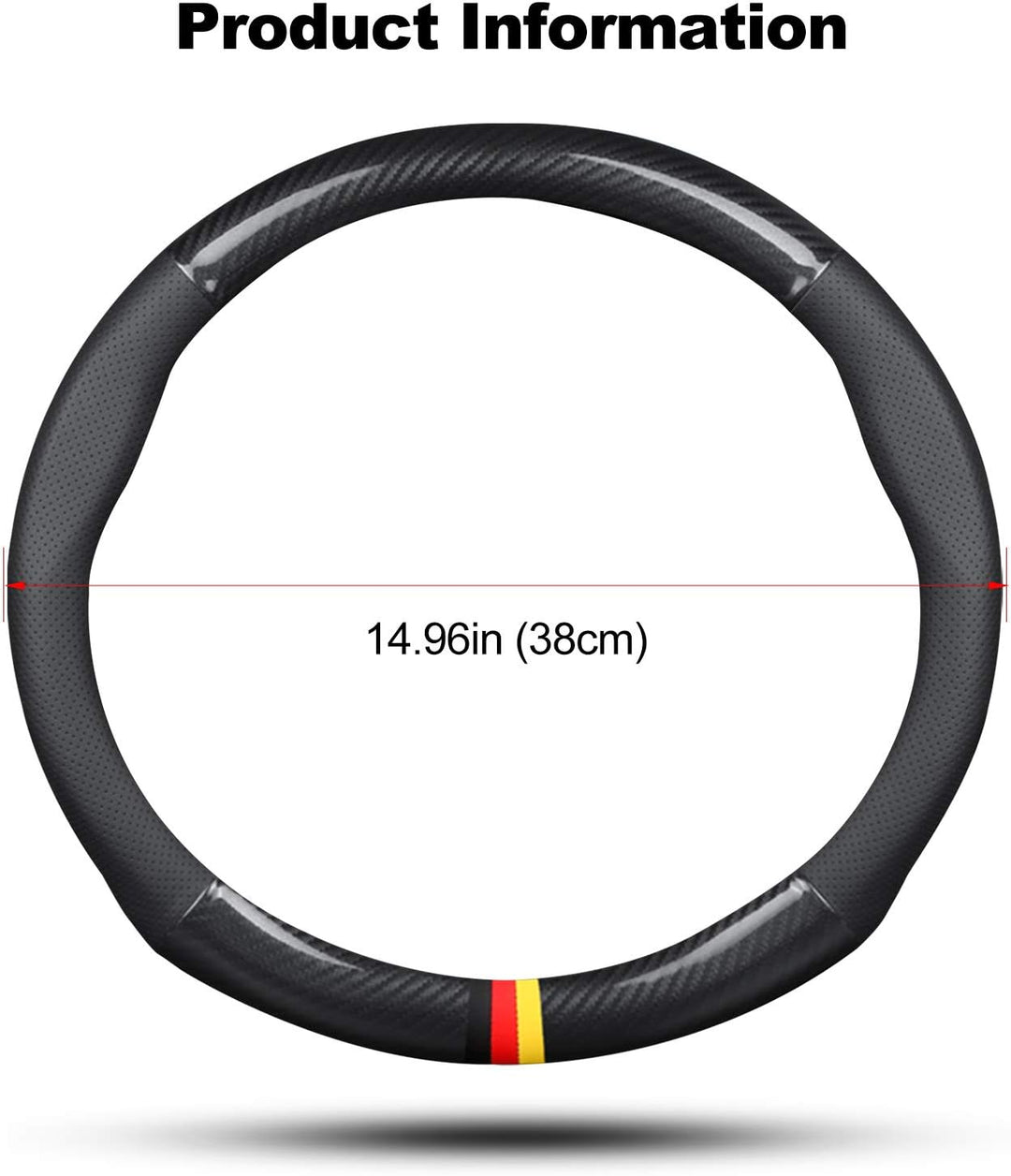 Ergocar Auto Lenkradbezug Rutschfester Auto Sport Lenkradschutz Kohlefaser & PU Leder für Durchmesse