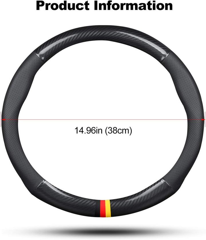 Ergocar Auto Lenkradbezug Rutschfester Auto Sport Lenkradschutz Kohlefaser & PU Leder für Durchmesse
