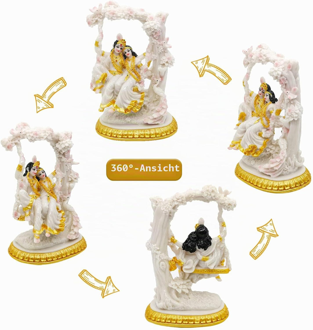 alikiki Indischer Gott Radha Krishna Statue - 17,0 cm H Indien Idol Radha Krishna Statue für indisch