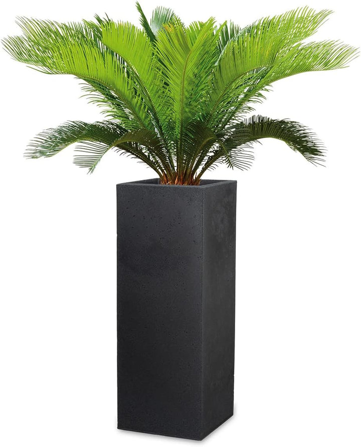 Scheurich C-Cube High, Hochgefäss aus Kunststoff, Stony Black, 26 cm lang, 26 cm breit, 70 cm hoch,