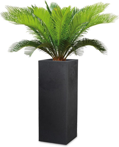 Scheurich C-Cube High, Hochgefäss aus Kunststoff, Stony Black, 26 cm lang, 26 cm breit, 70 cm hoch,