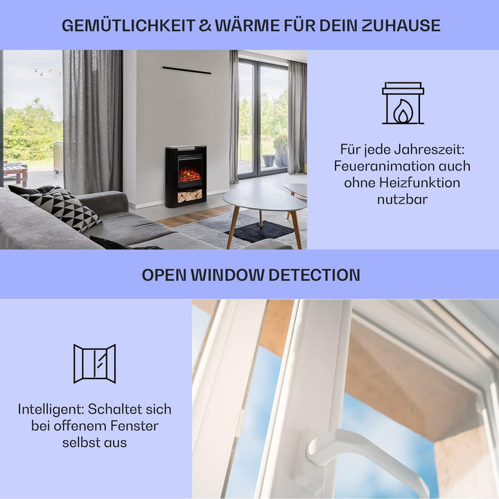 Klarstein Elektrokamin, Elektro Heizungen für Wohnzimmer & Innenräume, Elektrischer Kamin mit LED Fl