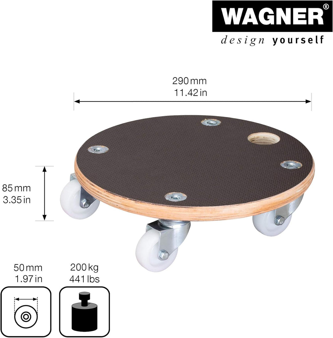 Wagner Pflanzenroller Maxigrip Ø 29 x 8,5 cm I Kübelroller f. Aussenbereich + Innenbereich I Transpo