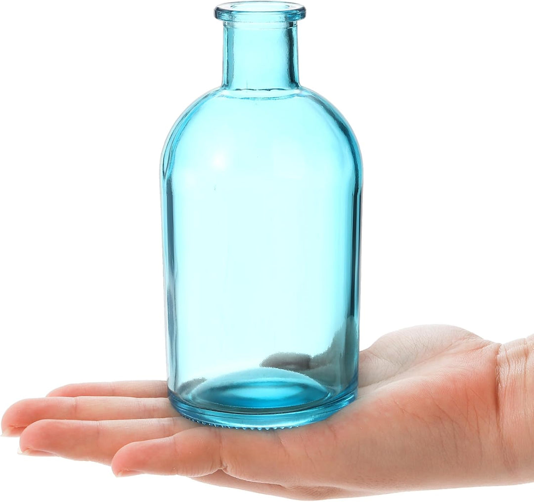 YOUEON 16 Stück blaue Glasvasen, 237 ml, lebende Knospenvasen, kleine Glasvasen für Blumen, dekorati