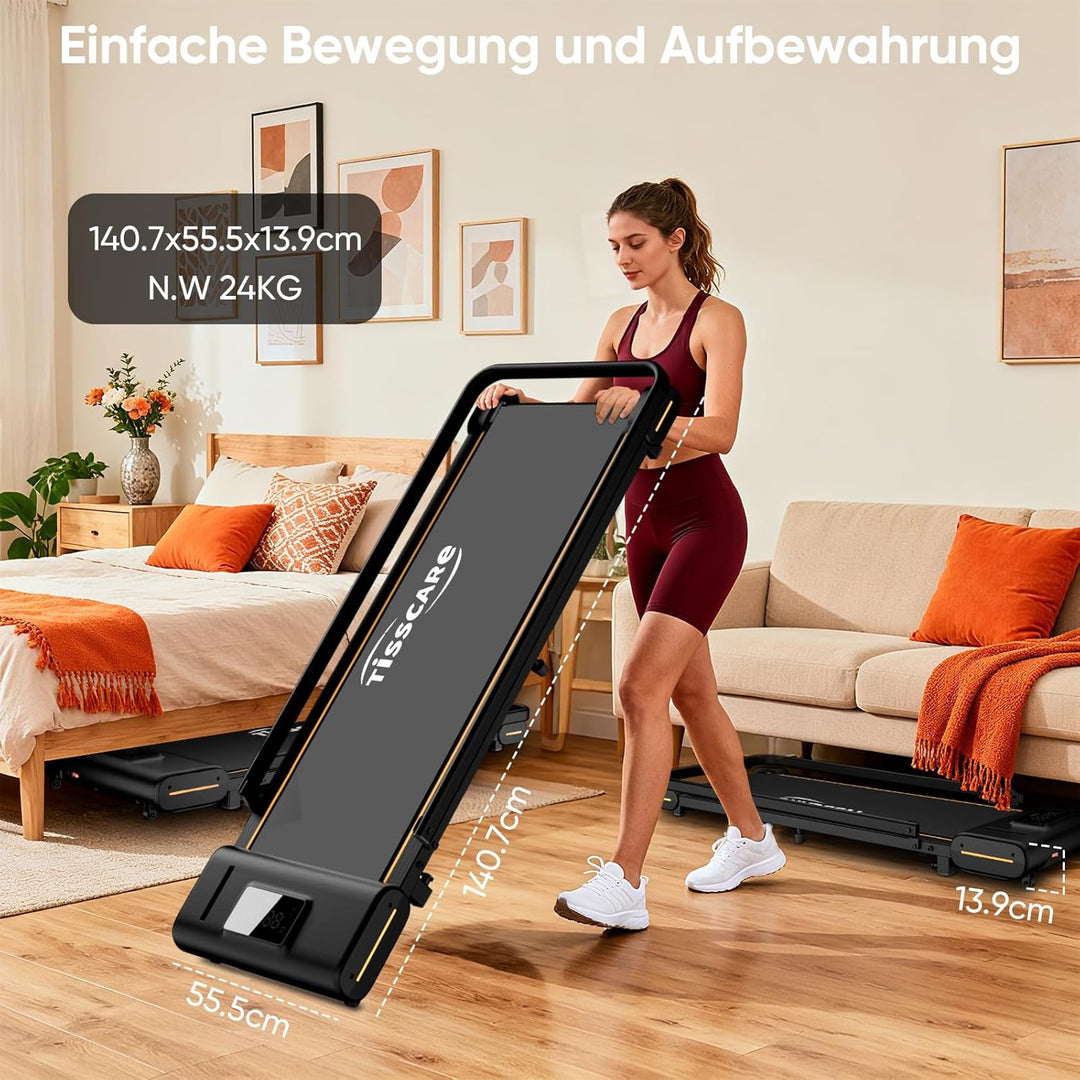 TISSCARE Laufband für Zuhause Büro, Leises Walking Pad mit Aufgerüsteter Lauffläche 140.7 cm & 55.5