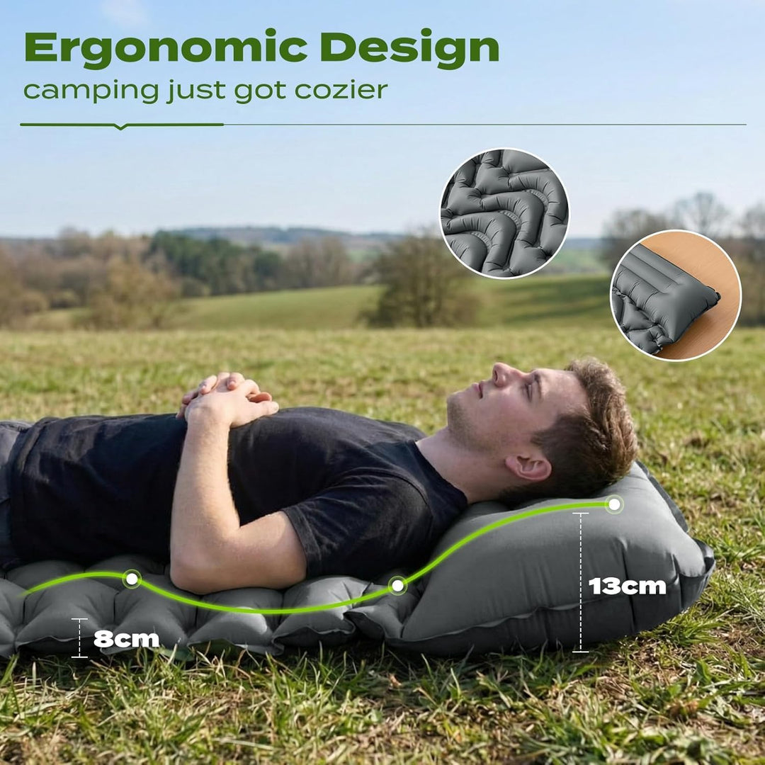 Isomatte Camping mit integrierter Fusspumpe 8cm Dicke Aufblasbare Campingmatte Outdoor, Wasserdicht
