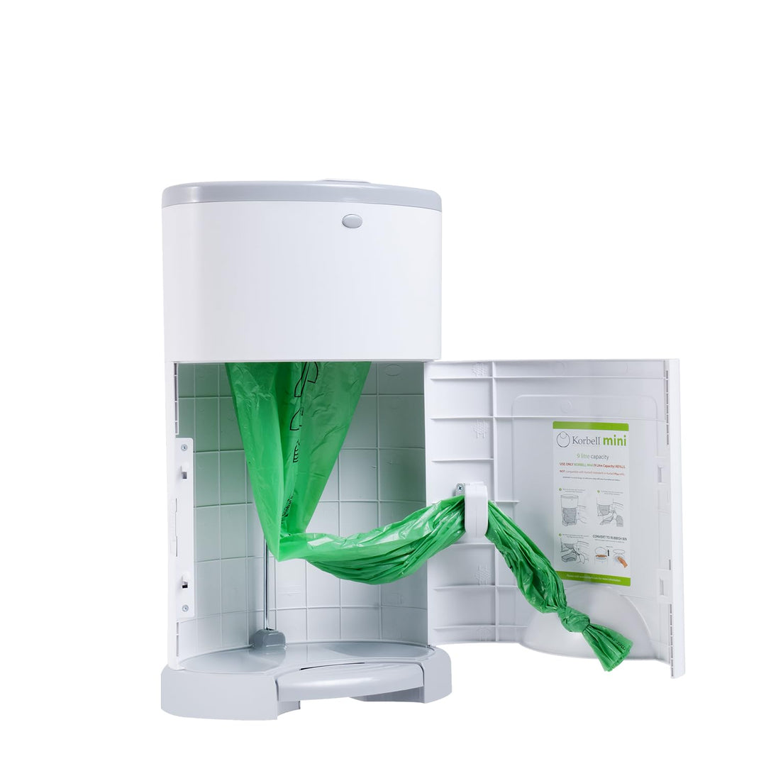 Korbell Mini - Windelbehälter 9 L Handfreier und Ökologisch + 1 Nachfüllpackung