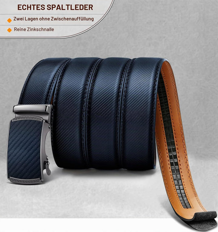 BULLIANT Gürtel Herren, Gürtel Ratsche Ledergürtel Automatikschliesse für Herren Anzug Business Klei