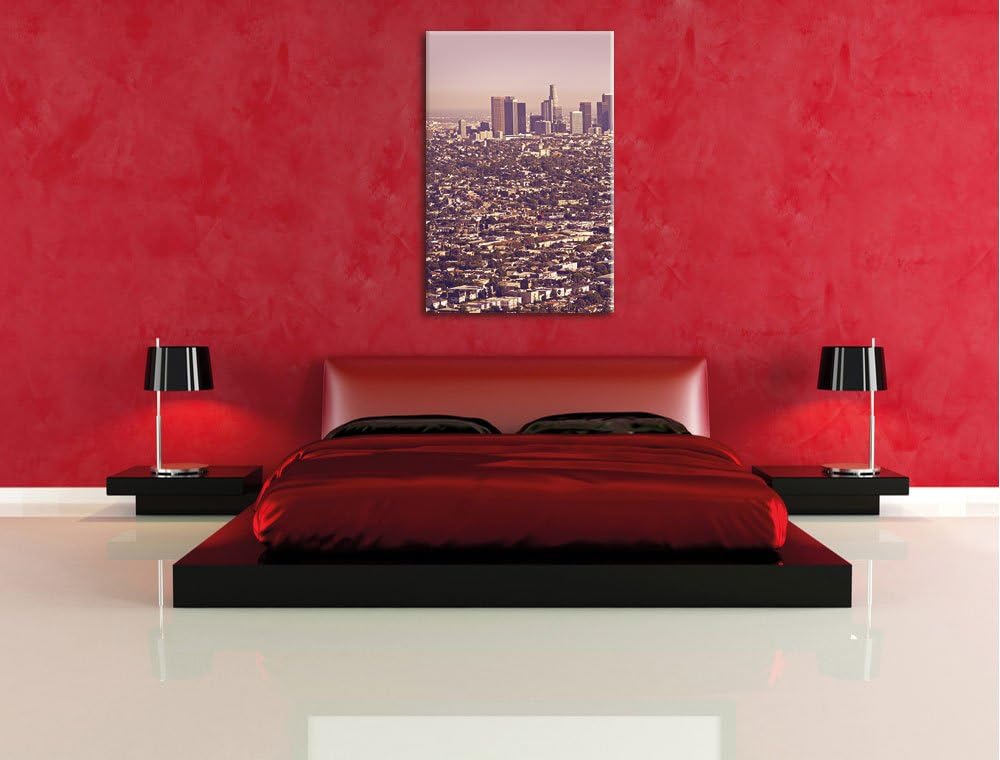 Pixxprint Los Angeles City Grossstadt / 100x70cm Leinwandbild bespannt auf Holzrahmen/Wandbild Kunst