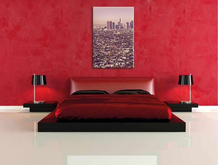 Pixxprint Los Angeles City Grossstadt / 100x70cm Leinwandbild bespannt auf Holzrahmen/Wandbild Kunst