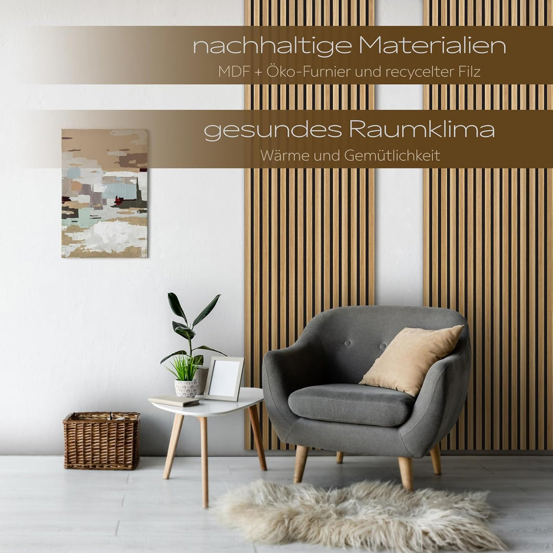 HEXIM Akustikpaneele 4 Stück 138,5x60cm Holz Comfort - flexible Holzpaneele Platten Lamellenwand Hol