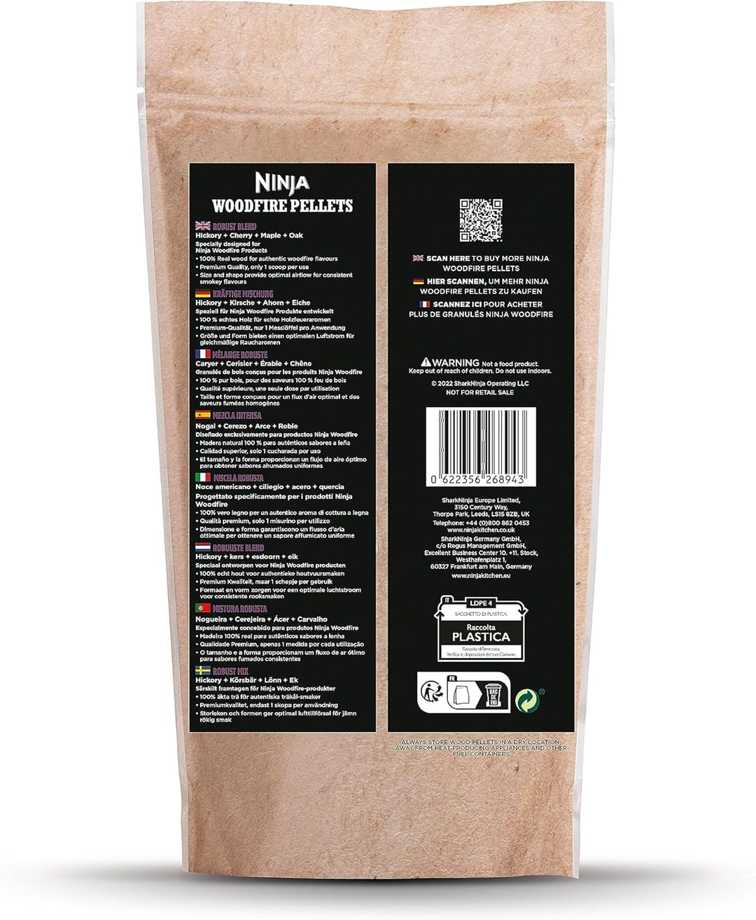 Ninja Woodfire Pellets Robuste Mischung 900 g, offizielle Ninja Woodfire Pellets, geeignet für Ninja