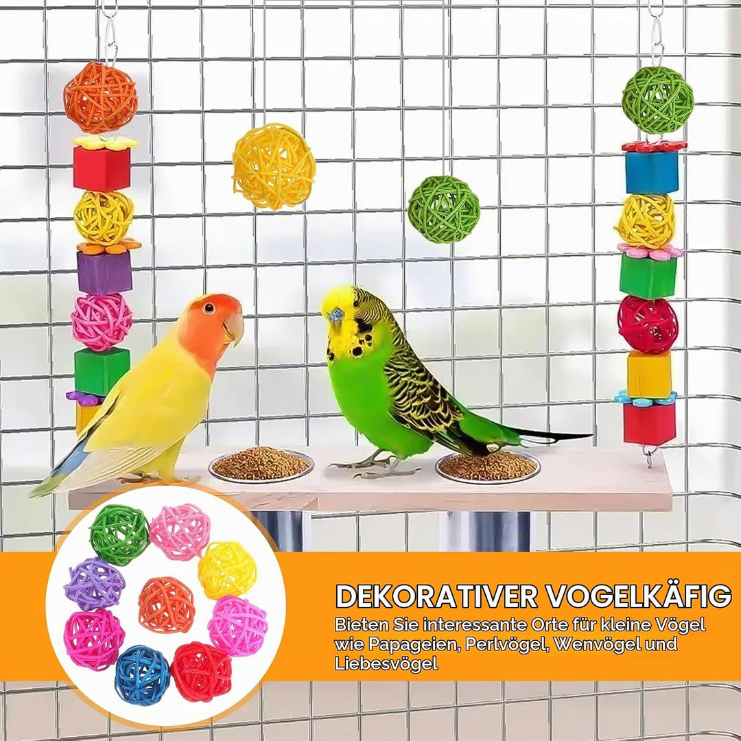50 Stück Rattanbälle, 3cm Bunte Rattan Kugeln Haltbare Rattan-Kugeln Natürliches Material Sittich Ka