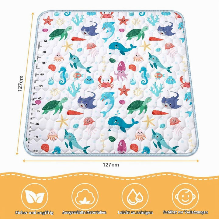 Baby Spielmatte, 127x127 cm Baby Krabbelmatte, Baby Faltbare Spielmatte, Krabbeldecke für Baby, Klei