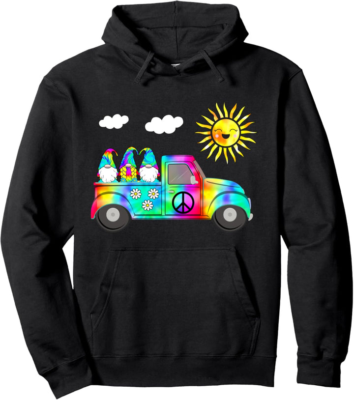 3 Hippie Gnome Tie Dye Hut Retro Frieden Groovy Psychedelic Pullover Hoodie