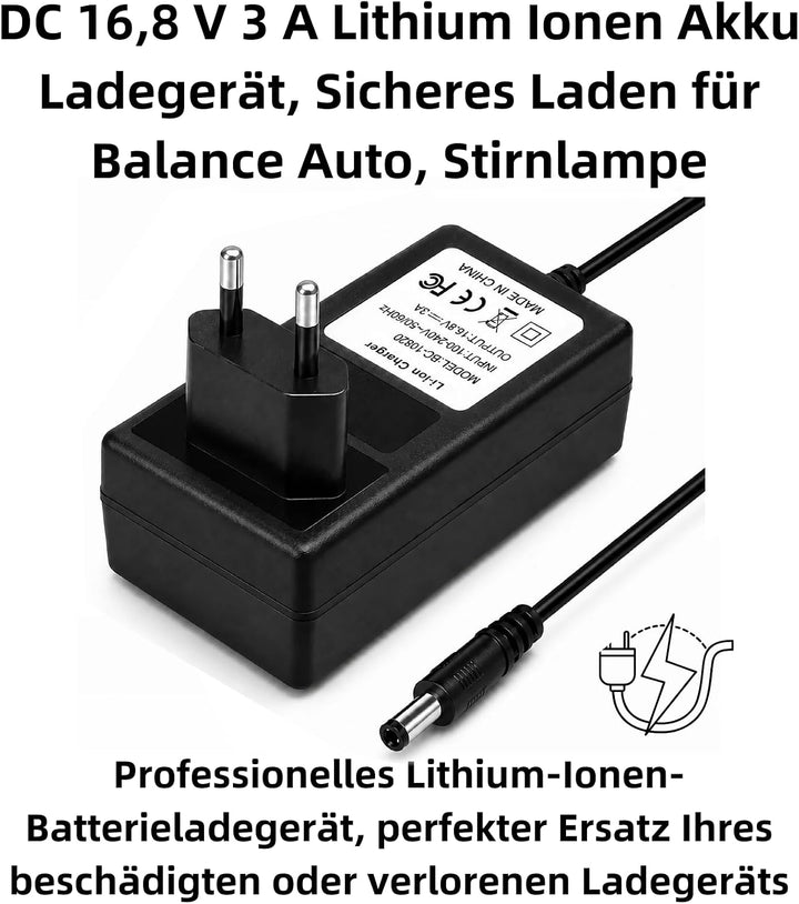 P19C DC 16,8V 3A Netzadapter – 5,5x2,5mm Ladegerät für Li-Ion Ak ku – Universelles AC-Adapter mit Üb