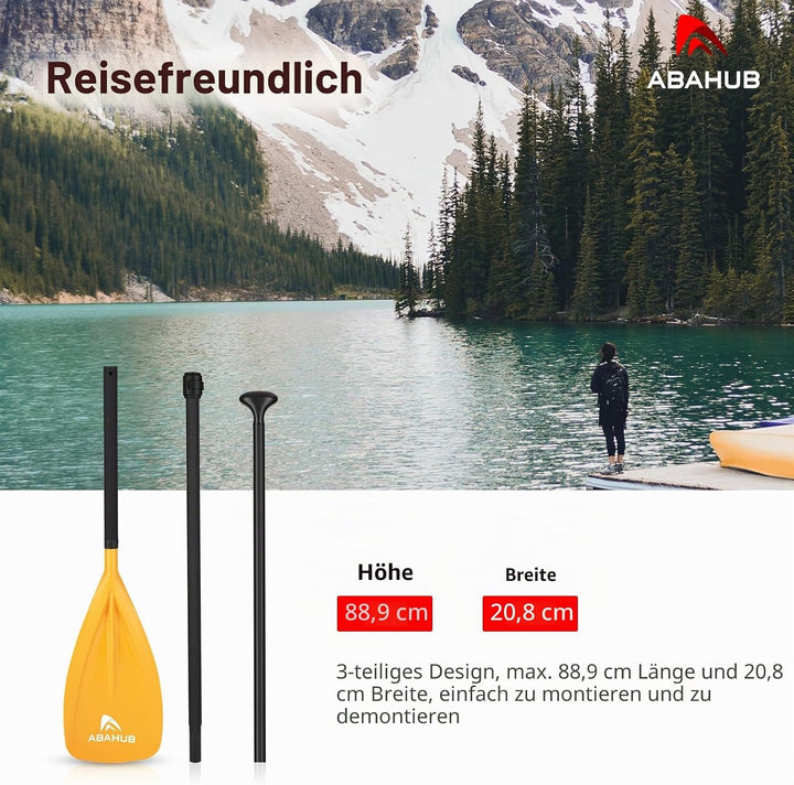 Abahub SUP Paddel 3teilig Stand Up Teleskoppaddel 173-213cm Aluminium mit PU Beschichtung für SUP Bo