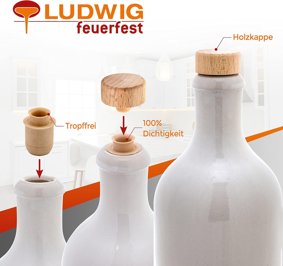 Kaminfix Essig & Öl Spender - Flasche mit Ausgiesser, 2er Geschenkset für Feinschmecker handgefertig