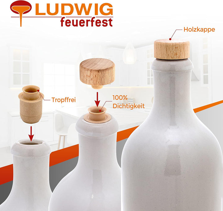 Kaminfix Essig & Öl Spender - Flasche mit Ausgiesser, 2er Geschenkset für Feinschmecker handgefertig
