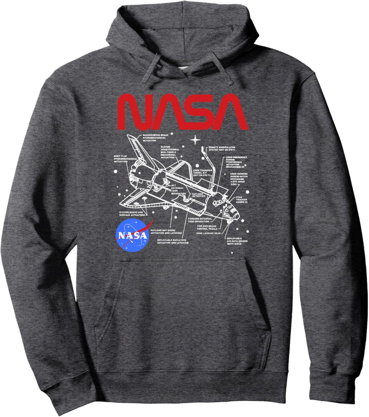 NASA Shuttle Schematics Poster Style Pullover Hoodie