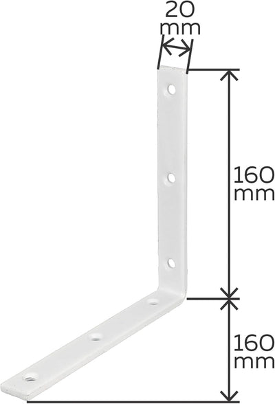 Alberts 847869 Balkenwinkel | schmal | weiss kunststoffbeschichtet | 160 x 160 x 20 mm | 10er Set 16