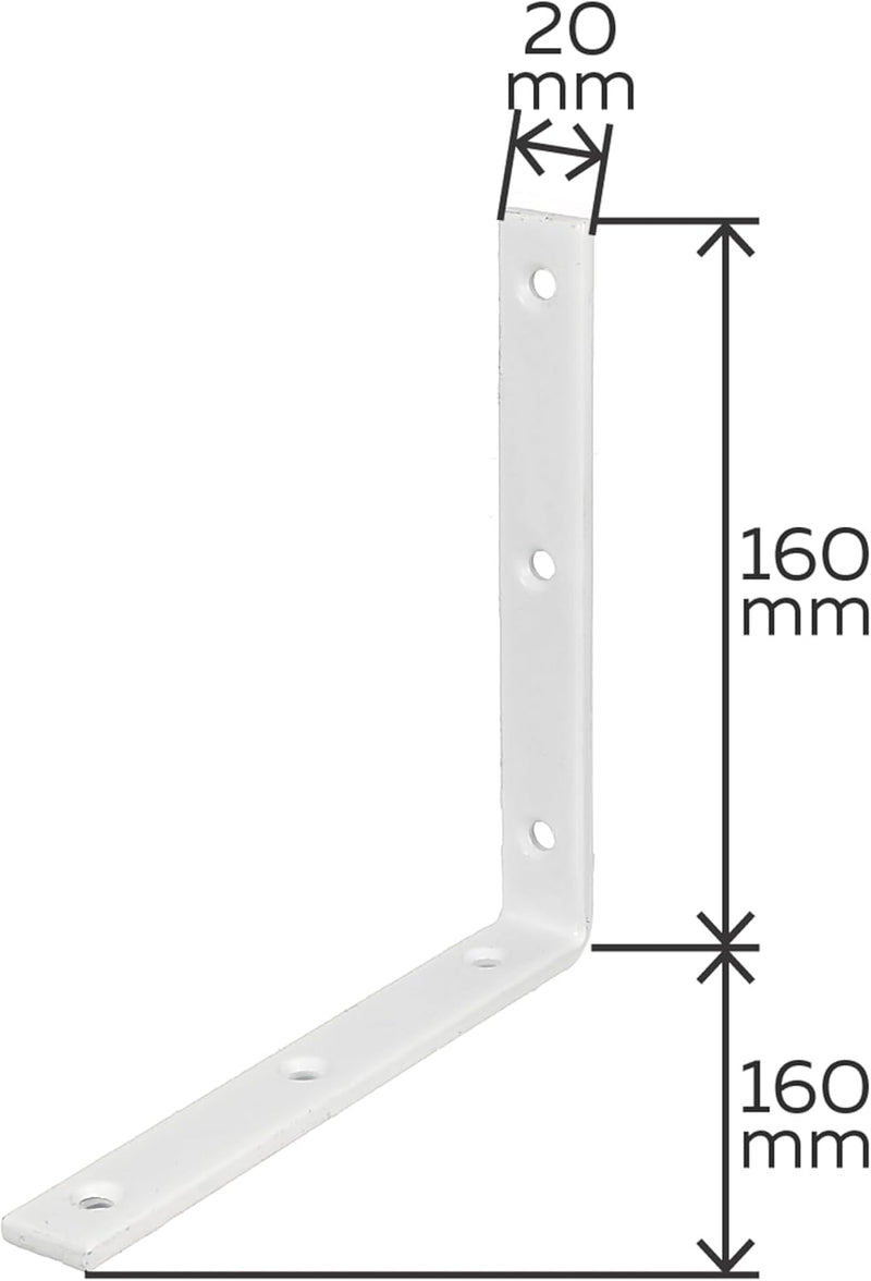 Alberts 847869 Balkenwinkel | schmal | weiss kunststoffbeschichtet | 160 x 160 x 20 mm | 10er Set 16